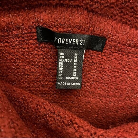 Forever 21 NWOT Off Shoulder Orange Sweater Medium - Picture 3 of 4